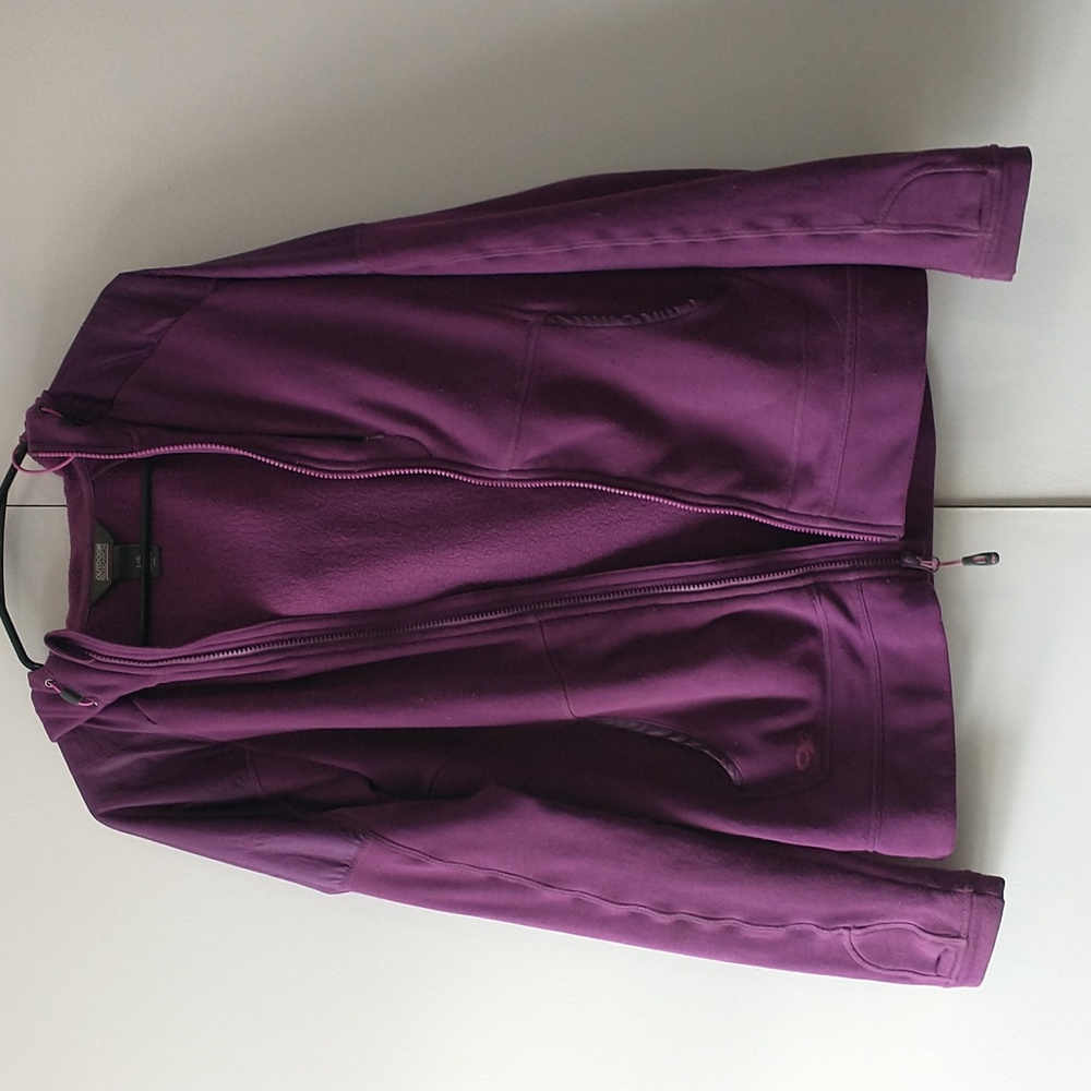 Outdoor research purple zip up hoodie, size large